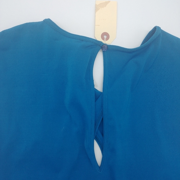 NEW Moda International VS ☆ 90s Y2K Blue Silk Beaded Stretch Tank Blouse Medium - Picture 11 of 16
